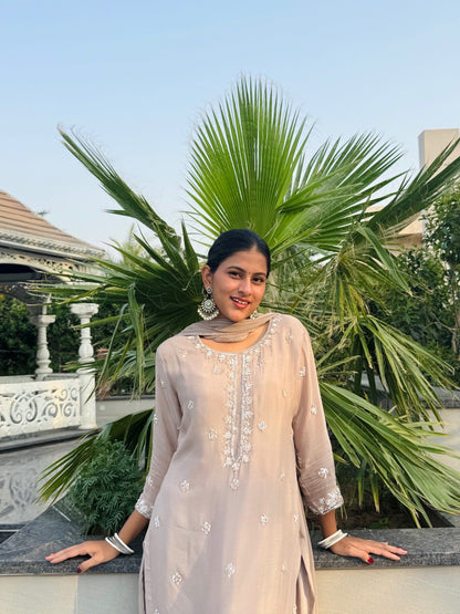 Sakhi Beige Blush Flare Set