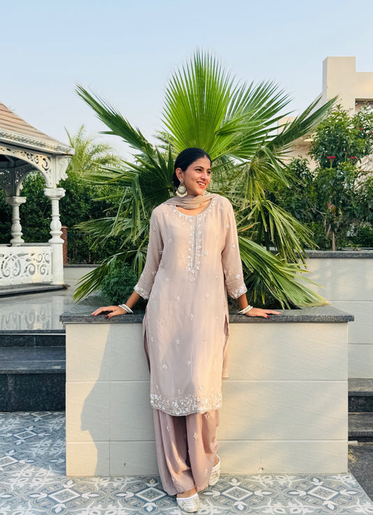 Sakhi Beige Blush Flare Set