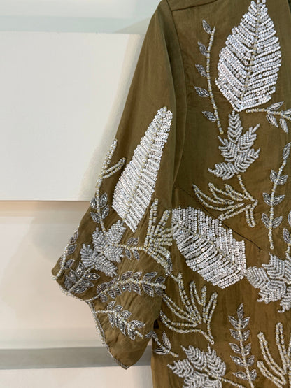 Olive Luxe Draped Gown