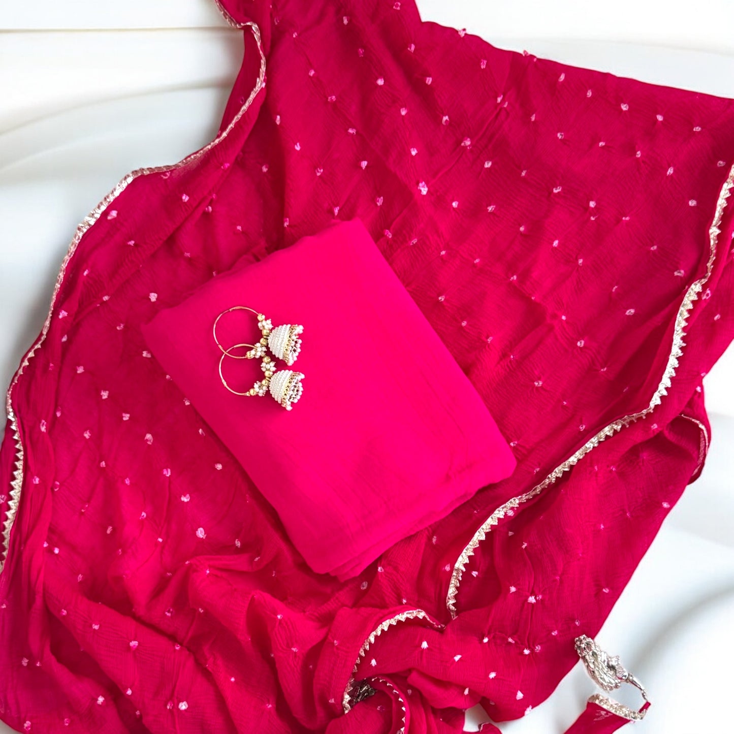 Gulabi Grace Bandhani Set