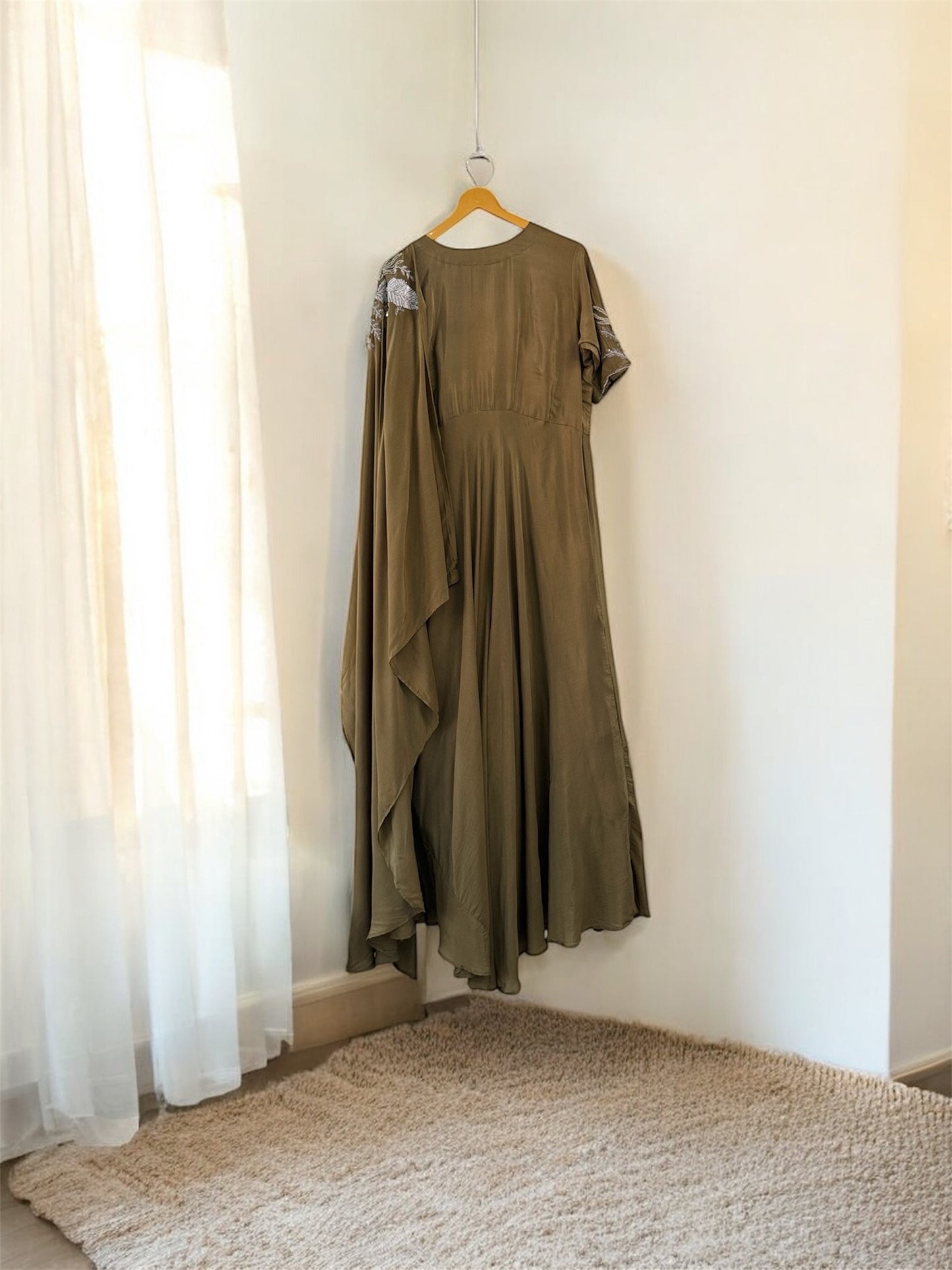 Olive Luxe Draped Gown