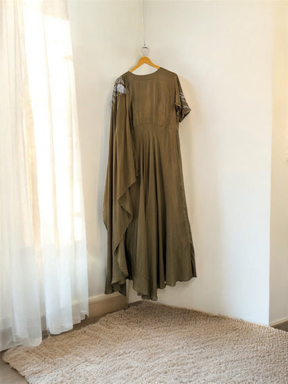 Olive Luxe Draped Gown